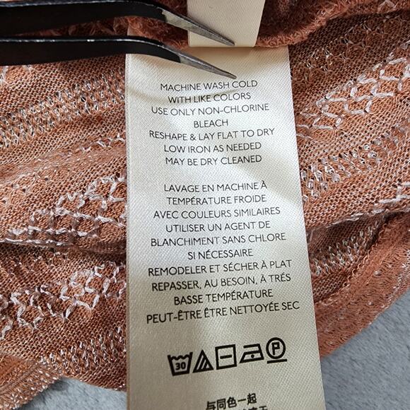 NEW Free People Top Womens XL Pink Cream Doe Combo Heirloom Ruffle Rounded Hem - Picture 8 of 12